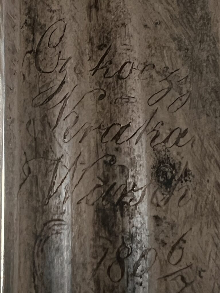 Composite photograph showing the chronological campaign inscriptions on the saber blade